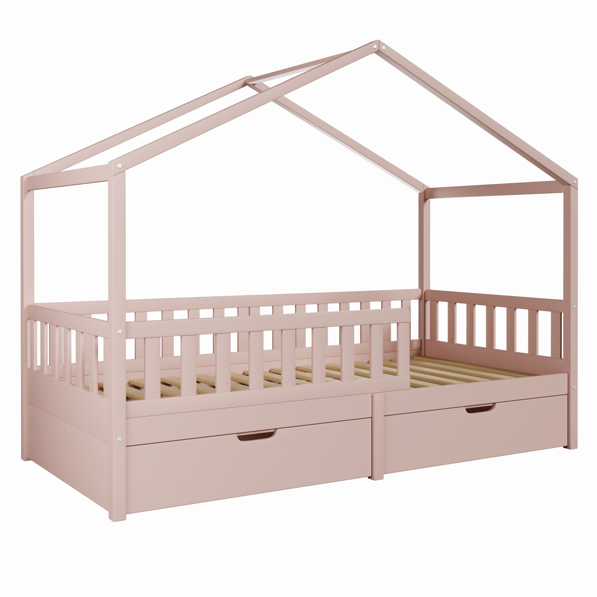 Miyo cottage bed with drawers + long railing