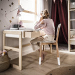 Children's desk, youth desk, for girls and boys, white with wooden drawers