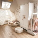 Stylish Lulu cottage bed, white, for children, wardrobe in children's room